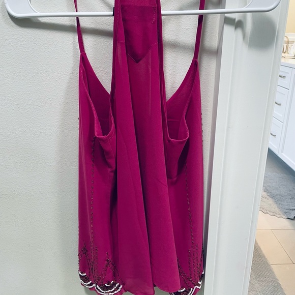 Never worn fuschia top with beautiful white beaded detailing - Picture 2 of 2